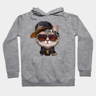 Silver Tabby Cat Hip-Hop Super Star Hoodie